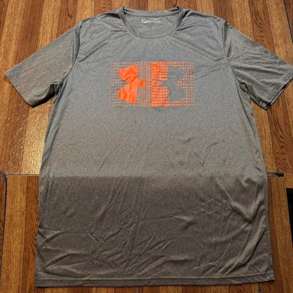 Under Armour Grey Heat Tech Retro Sportswear Running Train Shirt Large
